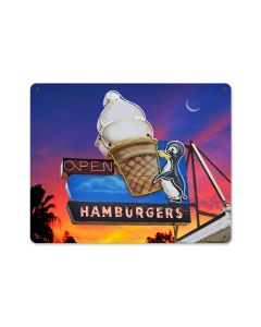 Penguin Softy, Food and Drink, Metal Sign, 15 X 12 Inches