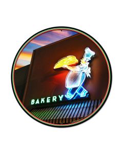 Bakery, Food and Drink, Round Metal Sign, 28 X 28 Inches