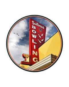 Salinas Bowl, Sports and Recreation, Round Metal Sign, 14 X 14 Inches