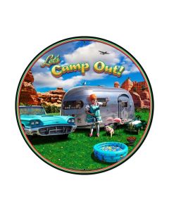 Camp Out Round XL, Automotive, XL Sign, 28 X 28 Inches
