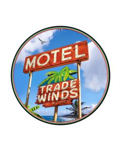 Trade Winds Motel Round XL, Automotive, XL Sign, 28 X 28 Inches