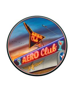 Aero Club Round XL, Bar and Alcohol, Round Metal Sign, 28 X 28 Inches