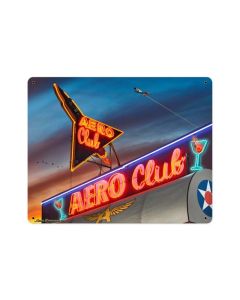 Aero Club, Metal Sign, Metal Sign, 12 X 15 Inches