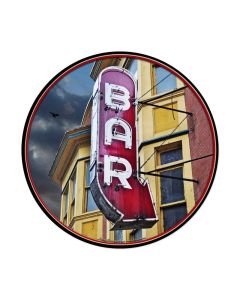 Bar Round, Bar and Alcohol, Round Metal Sign, 14 X 14 Inches