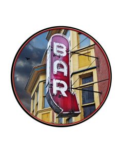 Bar Round XL, Bar and Alcohol, Round Metal Sign, 28 X 28 Inches