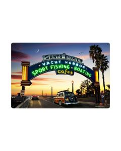 Santa Monica Pier XL, Automotive, Metal Sign, 24 X 36 Inches