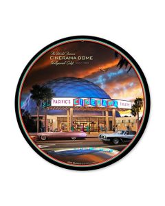 Cinerama Dome, Automotive, Round Metal Sign, 14 X 14 Inches