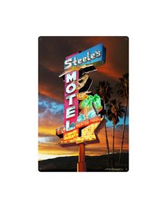 Steel's Motel Sign, Metal Sign, Metal Sign, 24 X 36 Inches