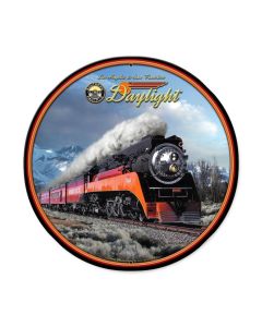 Daylight Winter, Train and Rail, Round Metal Sign, 28 X 28 Inches
