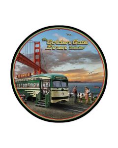 Golden Gate Diner, Travel, Round Metal Sign, 28 X 28 Inches