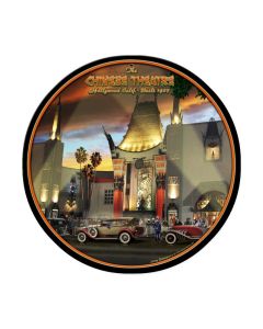 Chinese Theatre, Automotive, Round Metal Sign, 14 X 14 Inches