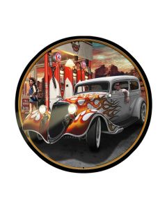 Canyon Gas, Automotive, Round Metal Sign, 28 X 28 Inches