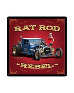 Rat Rod Rebel, Automotive, Metal Sign, 18 X 18 Inches