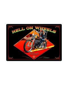 Hell On Wheels, Motorcycle, Metal Sign, 36 X 24 Inches
