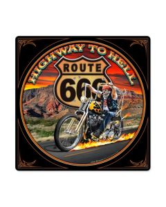 Highway To Hell, Motorcycle, Metal Sign, 12 X 12 Inches