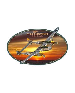 P38, Aviation, Custom Metal Shape, 28 X 18 Inches