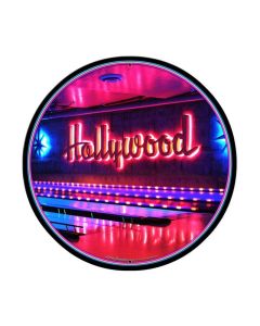 Hollywood, Travel, Round Metal Sign, 28 X 28 Inches