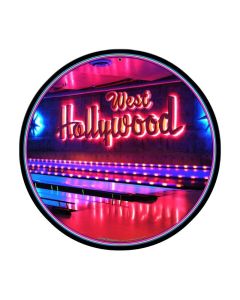 West Hollywood, Travel, Round Metal Sign, 14 X 14 Inches