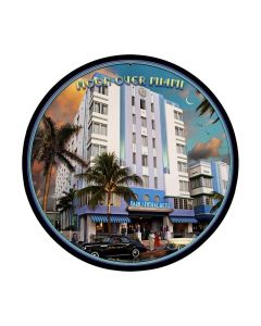 Moon Over Miami, Travel, Round Metal Sign, 14 X 14 Inches