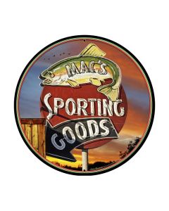 Sporting Goods, Sports and Recreation, Round Metal Sign, 28 X 28 Inches