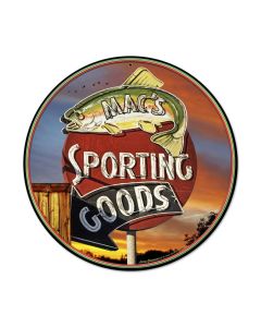 Sporting Goods, Sports and Recreation, Round Metal Sign, 14 X 14 Inches