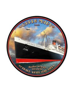 Queen Mary, Ocean and Nautical, Round Metal Sign, 28 X 28 Inches