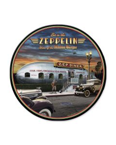 Eat In The Zep, Travel, Round Metal Sign, 14 X 14 Inches