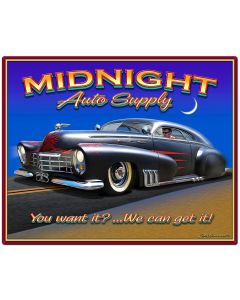 Midnight Auto Supply, Licensed Products/Larry Grossman, Satin Metal Sign, 24 X 30 Inches
