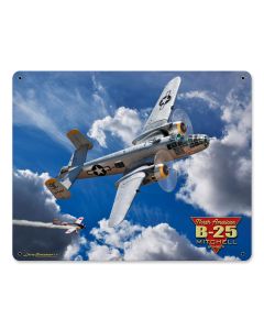 B-25 MITCHELL BOMBER, Licensed Products/All American Art by Larry Grossman, SATIN METAL SIGN, 30 X 24 Inches