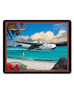 CLIPPER AIRPLANE, Licensed Products/All American Art by Larry Grossman, SATIN METAL SIGN, 30 X 24 Inches