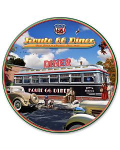 1936 ROUTE 66 DINER, Featured Artists/All American Art by Larry Grossman, Satin, 28 X 28 Inches