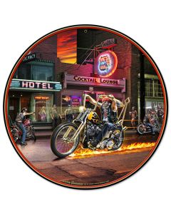 Highway To Hell, Featured Artists/All American Art by Larry Grossman, Round, 14 X 14 Inches