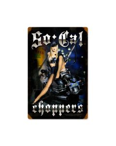 So Cal Choppers, Pinup Girls, Vintage Metal Sign, 12 X 18 Inches
