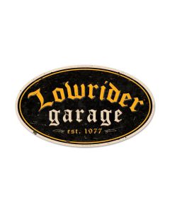 Lowrider Garage, Automotive, Oval Metal Sign, 24 X 14 Inches