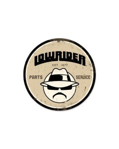 Lowrider Parts Service, Automotive, Round Metal Sign, 14 X 14 Inches
