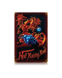 Hell Raising Road, Motorcycle, Vintage Metal Sign, 12 X 18 Inches