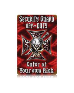 Security Off Duty, Motorcycle, Vintage Metal Sign, 12 X 18 Inches