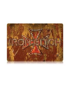 Iron Bitch, Motorcycle, Vintage Metal Sign, 18 X 12 Inches