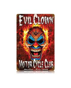 Evil Clown, Motorcycle, Vintage Metal Sign, 12 X 18 Inches