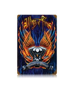 Wings of Fire, Motorcycle, Vintage Metal Sign, 12 X 18 Inches