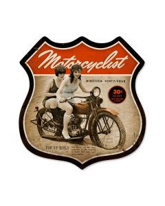 Motorcycle Pinups, Motorcycle, Shield Metal Sign, 16 X 16 Inches