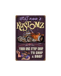 Rat Rodz Kustomz, Automotive, Vintage Metal Sign, 16 X 24 Inches