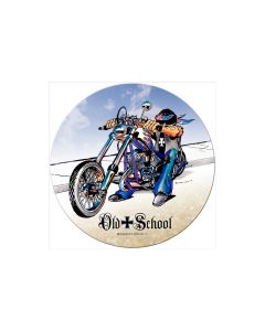 Old School, Motorcycle, Round Metal Sign, 14 X 14 Inches