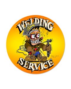 Welding Service, Automotive, Round Metal Sign, 14 X 14 Inches