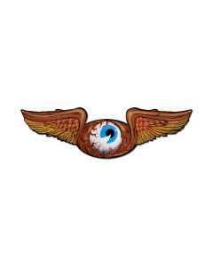 Flying Eye, Automotive, Winged Oval Metal Sign, 35 X 10 Inches