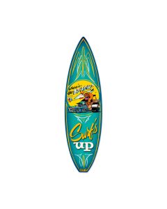 Wheres The Beach, Sports and Recreation, Surfboard Metal Sign, 6 X 22 Inches