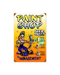 Paint Shop Rules, Automotive, Vintage Metal Sign, 16 X 24 Inches