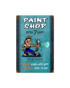 Paint Shop Hours, Automotive, Vintage Metal Sign, 16 X 24 Inches