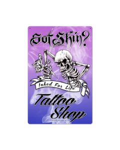 Skeleton Tattoo, Humor, Metal Sign, 16 X 24 Inches