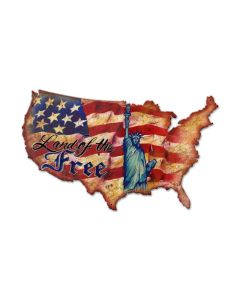 Land Of The Free USA, Patriotic, Custom Metal Shape, 25 X 16 Inches